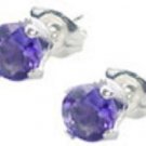 Sterling Silver Genuine .84ct Amethyst Stud Earrings
