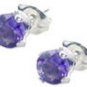 Sterling Silver Genuine .84ct Amethyst Stud Earrings