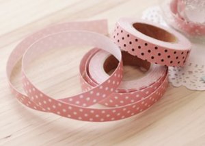 Pink with Brown Dot Fabric Deco Tape