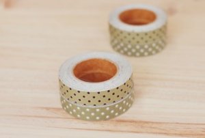 Green with Brown Dot Fabric Deco Tape