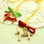 Red and White Rocking Horse Carnival Necklace