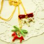 Red and White Rocking Horse Carnival Necklace