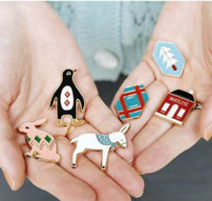 Cute Retro Badge - Rabbit / Penguin / Donkey / House / Medal / Christmas Tree