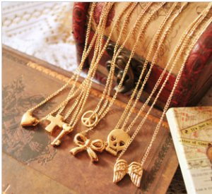 Ribbon / Peace Sign / Wings / Key / Skull / Heart Chain Necklace