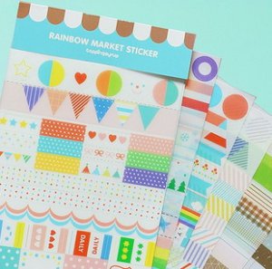 Rainbow Market Stickers - 6 sheets