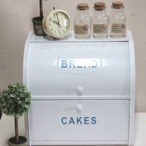 White Tin Bread and Cakes Double Storage