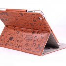 Cute ipad2 Leather Cartoon Cover - Purple, Gray, Brown