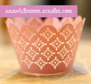 Pink Flower Cupcake Wrapper - 10 pcs