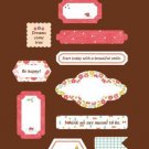 Cotton Fabric Stickers - Label Red