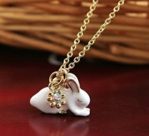 White Porcelain Rabbit Necklace