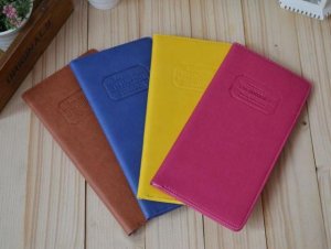 Long Travel Document Holder - Pink, Blue, Yellow, Brown