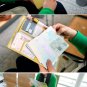 Long Travel Document Holder - Pink, Blue, Yellow, Brown