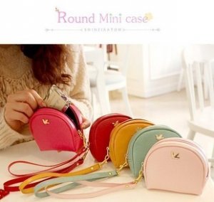 Round Mini Case - Red, Mint, Baby Pink, Yellow, Brown, Hot Pink