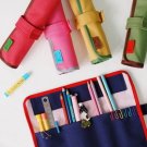 Roll Pencil / Make Up Brush Case - Red, Pink, Green, Yellow, Blue