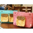 Travel Mini Pocket Bag in Bag - Sky Blue, Peach Pink