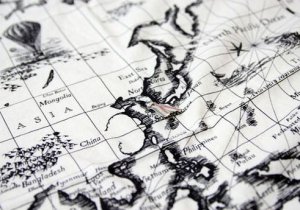 World Map Cotton Fabric - 68 x 100 cm