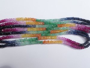 Ruby Emerald Sapphire Rondelle Beads