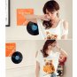 #1400353-Japanese Fashion Owl Patterned Off Shoulder Tops-3 Colors(White)