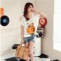#1400353-Japanese Fashion Owl Patterned Off Shoulder Tops-3 Colors(White)
