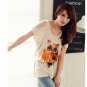 #1400353-Japanese Fashion Owl Patterned Off Shoulder Tops-3 Colors(Apricot)