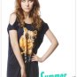 #1400353-Japanese Fashion Owl Patterned Off Shoulder Tops-3 Colors(Apricot)