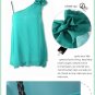 #1759265-Oblique Sling Chiffon Puff Dress-4 Colors(Black)