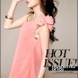 #1759265-Oblique Sling Chiffon Puff Dress-4 Colors(White)