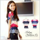 #17956829-Colourful Striped shirt with straps-2 Colors(Red)
