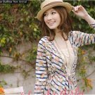 #1956828-Printed stripes crocheted cardigan Jacket-2 Colors(Blue)