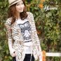#1956828-Printed stripes crocheted cardigan Jacket-2 Colors(Blue)