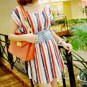 #168YY0546-Korean Fashion bat cuff stripes dress with belt