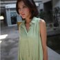 #1602020- small lapel button-fold cotton shirt-3 Colors(Green)