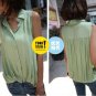 #1602020- small lapel button-fold cotton shirt-3 Colors(Green)