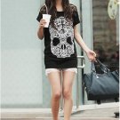 Black Cotton&Lace Printed Loose T-Shirt