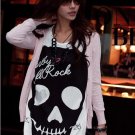 White Cotton Long Loose Big Skull T-Shirt