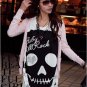 White Cotton Long Loose Big Skull T-Shirt