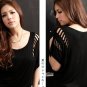Black Sexy Loose Whole Cut T-Shirt Korean Fashion