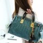 Blue Shiny Crocodile Pattern Boston Bag
