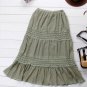 Green Beautiful Wrinkled Long Skirt