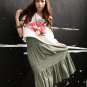 Green Beautiful Wrinkled Long Skirt