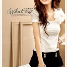 Black Cotton Stripe Short Skirt