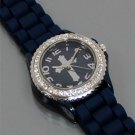 Navy Jelly Watch w/Grey Cross on Face