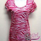 Cowgirl Us Pink & White Zebra Print Tshirt