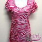 Cowgirl Us Pink & White Zebra Print Tshirt