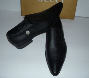 Gucci Mens Black Leather Loafers New Without Box Size 43