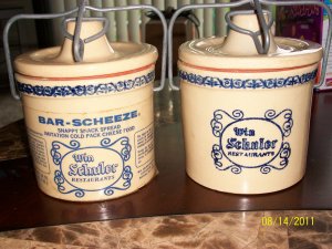 Stoneware Crocs w/ Wire Top Lid - Shuler's Bar-Scheeze