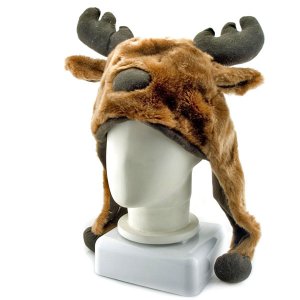 Moose Deer Animal Mascot Plush Costume Mask Fur Hat Cap #11083