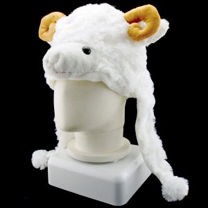 Sheep Animal Funny Mascot Plush Costume Mask Fur Hat Cap #11085