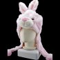 Pink Rabbit Bunny Funny Mascot Costume Mask Fur Hat Cap #11089