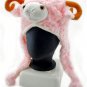 Pink Sheep Animals Mascot Plush Costume Mask Fur Hat Cap #11250